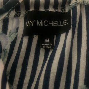 My Michelle Navy and White Striped Blouse